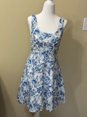 Japna Blue and White Floral Mini Dress